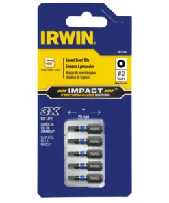 IRWIN Impact Driver Bits 5-Piece 1/4-in x 1-in Square/Robertson Impact Driver Bit