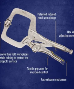IRWIN VISE-GRIP Reduced Hand Span Fast Release 11-in Welding C-clamp Locking Pliers Swivel Tips -Irwin Fashion Outlet 10467697